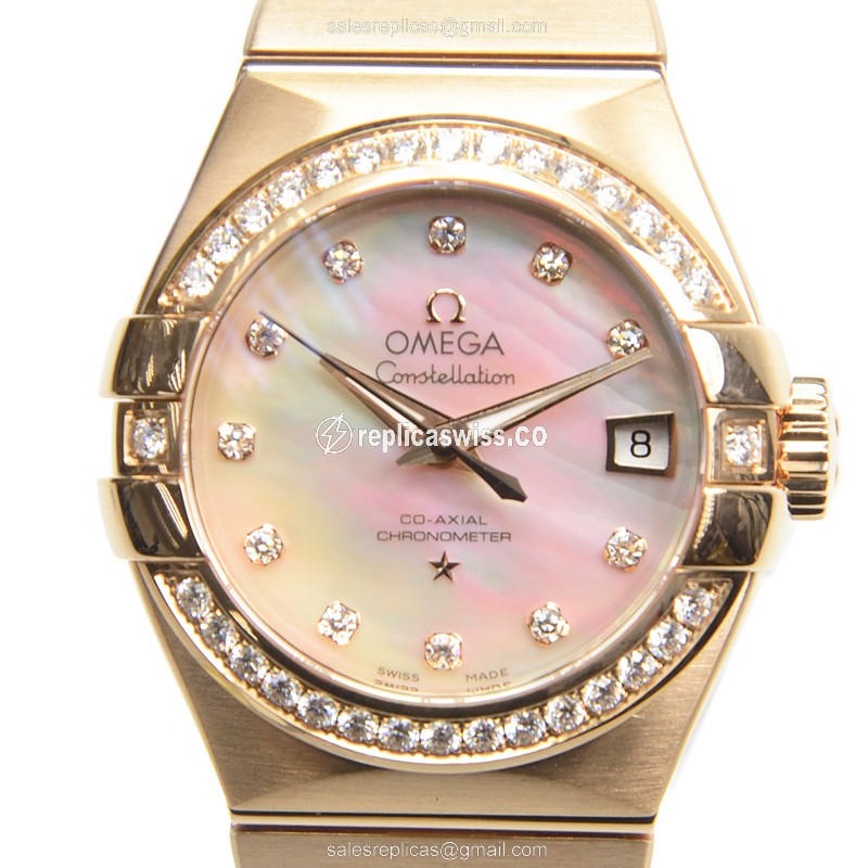Omega Constellation 123.55.27.20.57.001 Replica | Automatic Movement | 18kt White Gold & Diamond