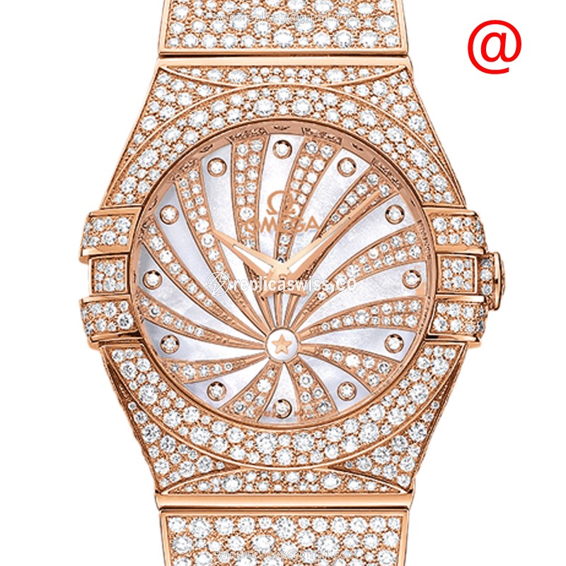 Omega Constellation 123.55.27.60.55.009 Replica | White Dial, 18kt Diamond Case & Bracelet Watch