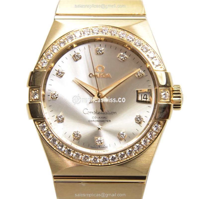 Omega Constellation 123.55.38.21.52.002 | Automatic, 18kt Gold Case & Silver Dial Watch