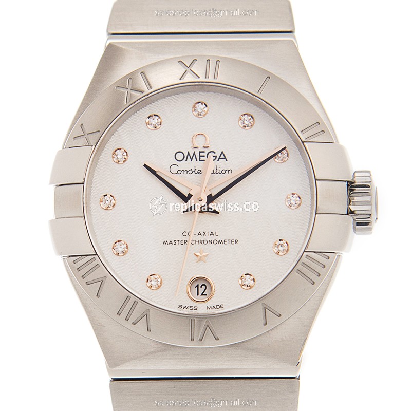 Omega Constellation 127.10.27.20.52.001 Replica | Automatic Movement | White Dial & Silver Steel