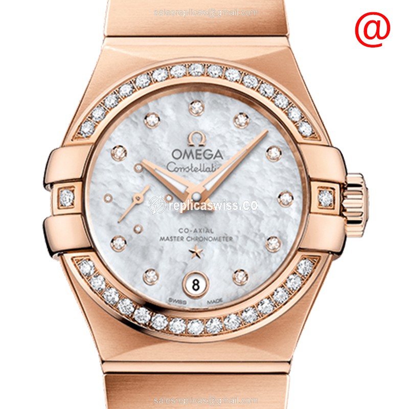 Omega Constellation 127.55.27.20.55.001: Automatic, White Dial, 18kt Gold Case & Strap Watch