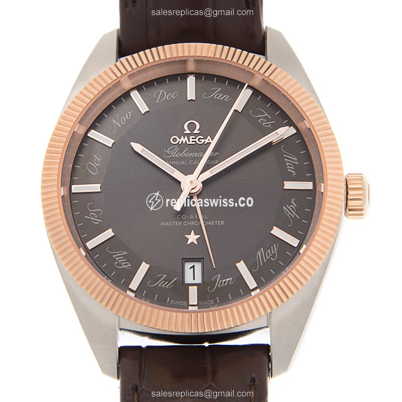 Omega Constellation 130.23.41.22.06.001 Replica, Automatic Movement, Gray Dial, Leather Strap Watch