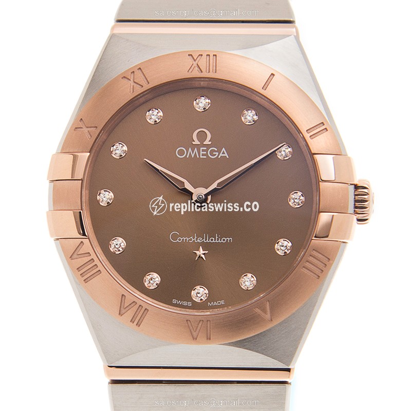 Omega Constellation 131.20.28.60.63.001 Replica | Brown Dial, Gold Case & Strap Watch