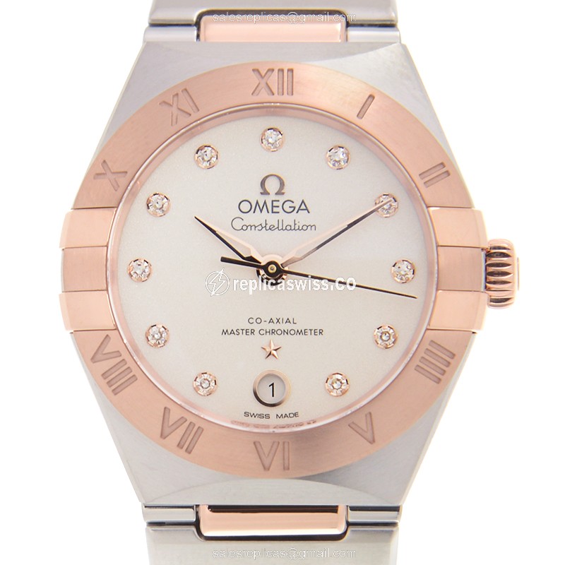 Omega Constellation 131.20.29.20.52.001 Replica | White Dial | 18kt Gold & Steel Case Watch