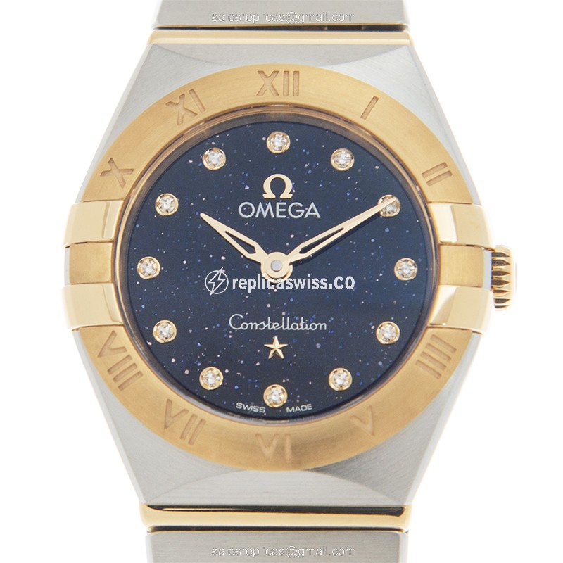 Omega Constellation Replica in Blue Dial | 18kt Gold Case | Quartz Movement Watch