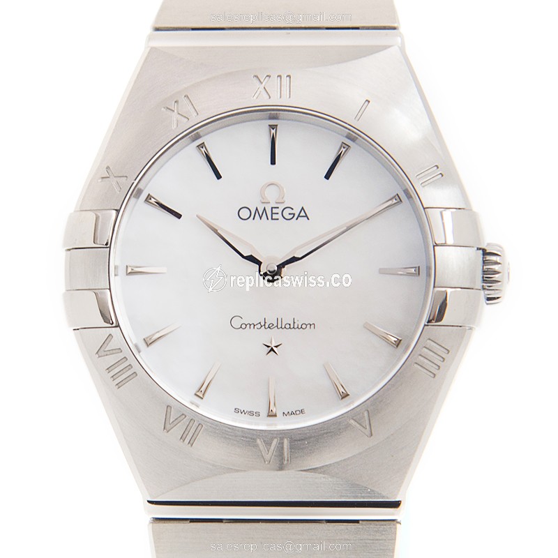 Omega Constellation Replica in Stainless Steel Case with White Dial Silver Clasp Watch