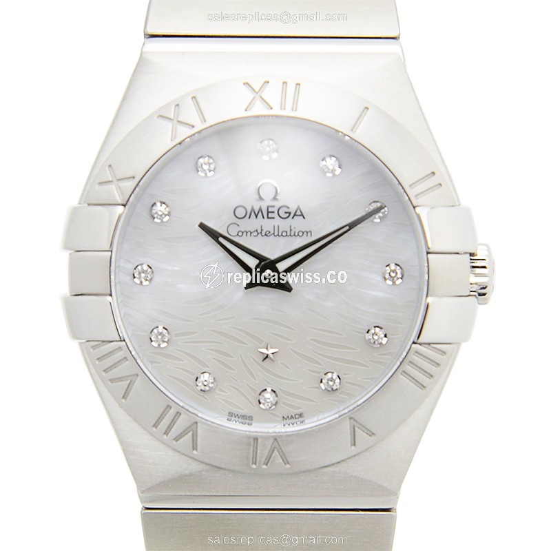 Omega Constellation Replica in Stainless Steel with White Dial Silver Clasp Watch