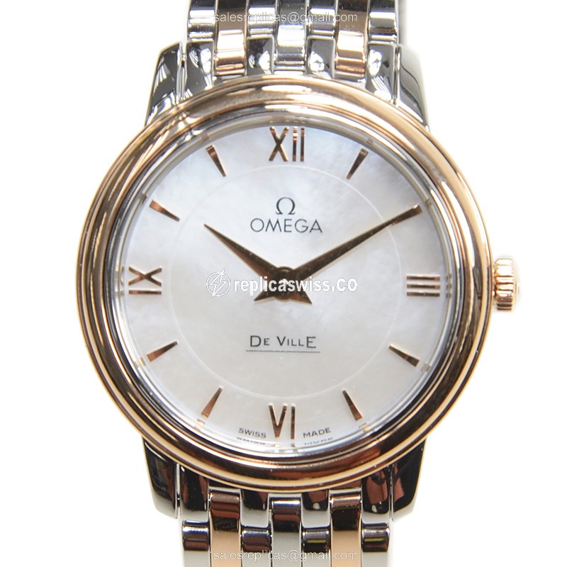 Omega De Ville 424.20.27.60.05.002 Replica | White Dial, 18kt Steel Case & Strap Watch