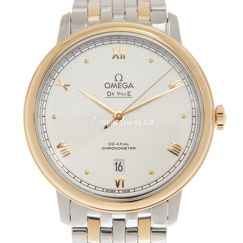 Omega De Ville 424.20.40.20.02.005 Replica with Automatic Movement & 18kt Gold Steel Case Watch