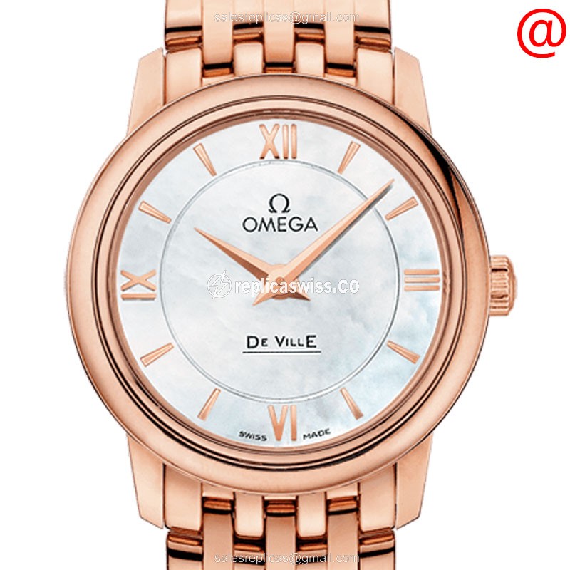 Omega De Ville 424.50.27.60.05.002 Quartz Replica, 18kt White Gold Case & Strap Watch