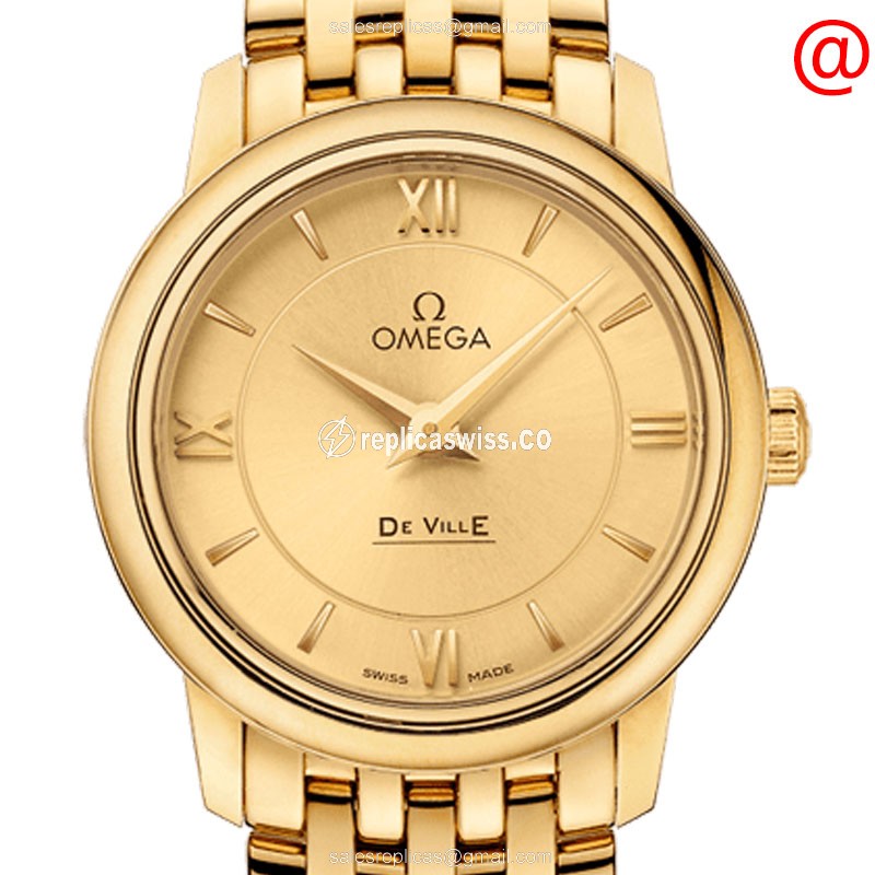 Omega De Ville 424.50.27.60.08.001 Replica | Quartz Movement | 18kt Yellow Gold Case Watch