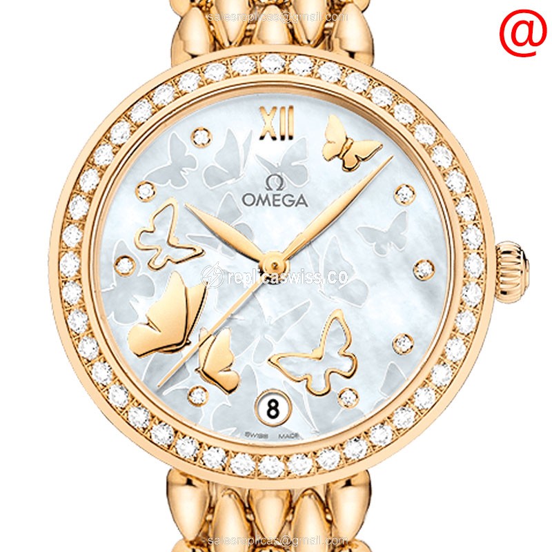 Omega De Ville 424.55.33.20.55.008 Replica in 18kt Gold, Automatic, White Dial Watch