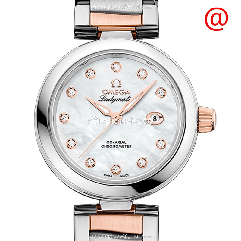 Omega De Ville 425.20.34.20.55.004 Replica: White Dial, Automatic Movement, 18kt Gold Strap Watch