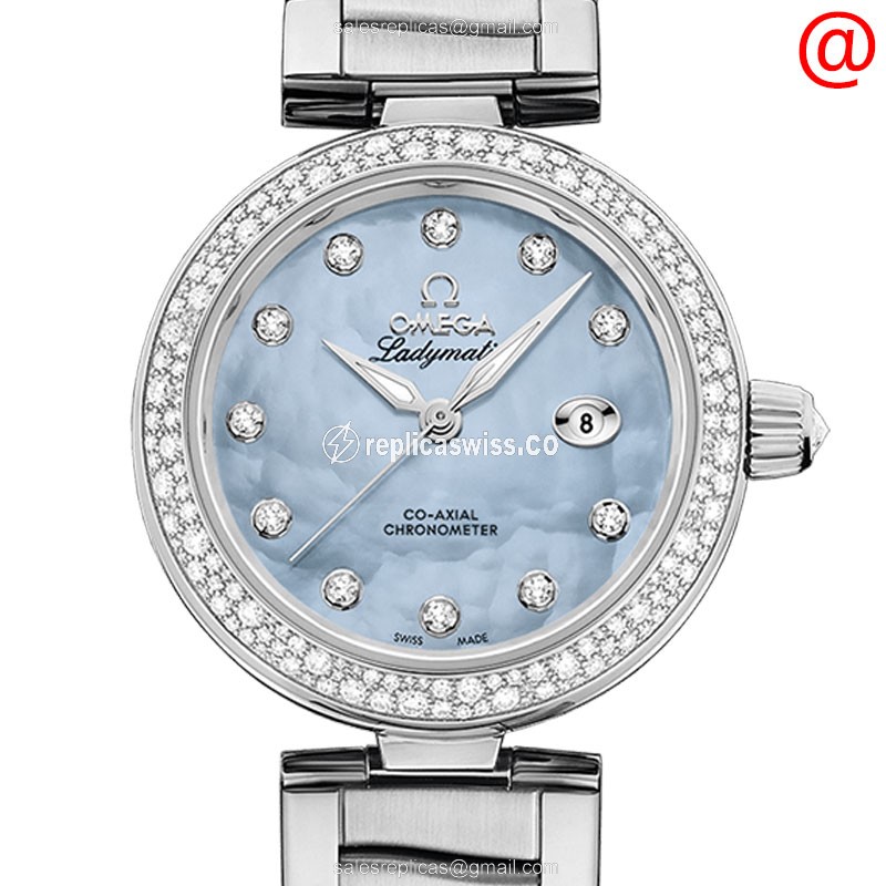 Omega De Ville 425.35.34.20.57.002 Automatic Replica | Blue Dial, Diamond Case Watch