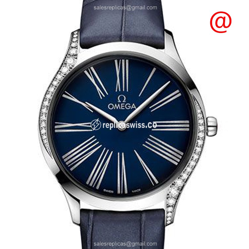 Omega De Ville 428.18.36.60.03.001 Replica | Blue Dial, Diamond Bezels Watch