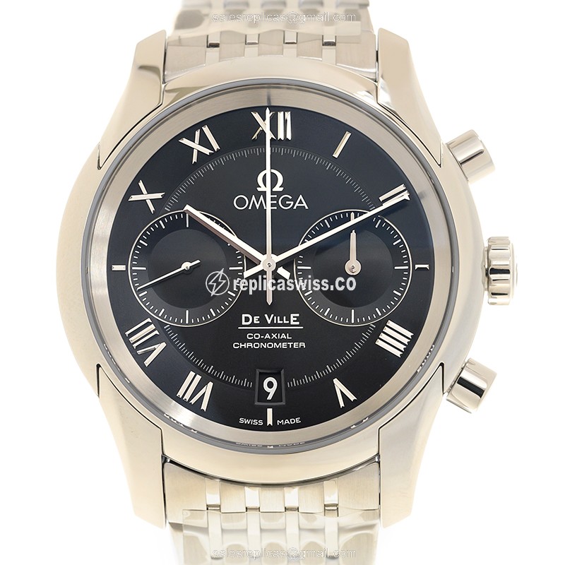 Omega De Ville 431.10.42.51.01.001 — Automatic Black Dial Steel Case & Silver Steel Strap Watch