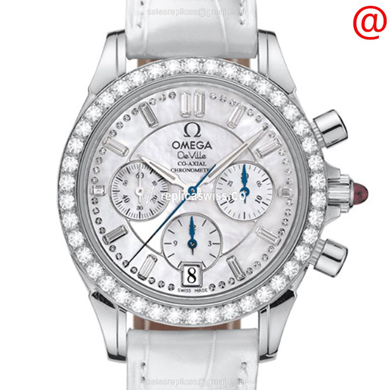 Omega De Ville 4874.75.36 Replica, Automatic Movement, White Dial & Diamond Case Watch