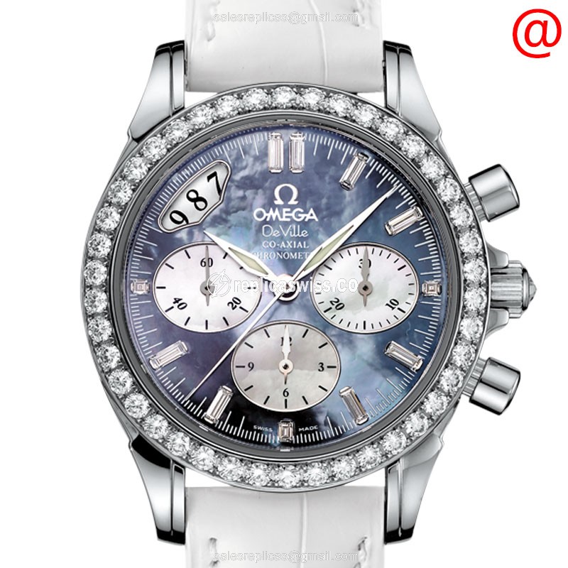 Omega De Ville 4877.72.36 Replica, Automatic Blue Dial, Diamond-Embellished Case Watch
