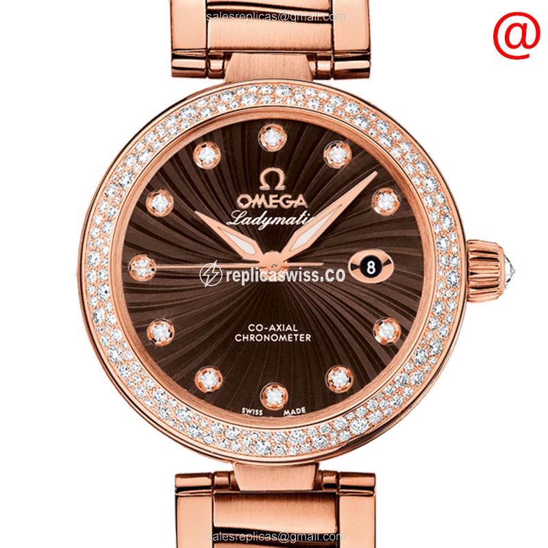 Omega De Ville Automatic | 18kt Gold Case & Diamond Accents | Elegant Brown Dial Watch