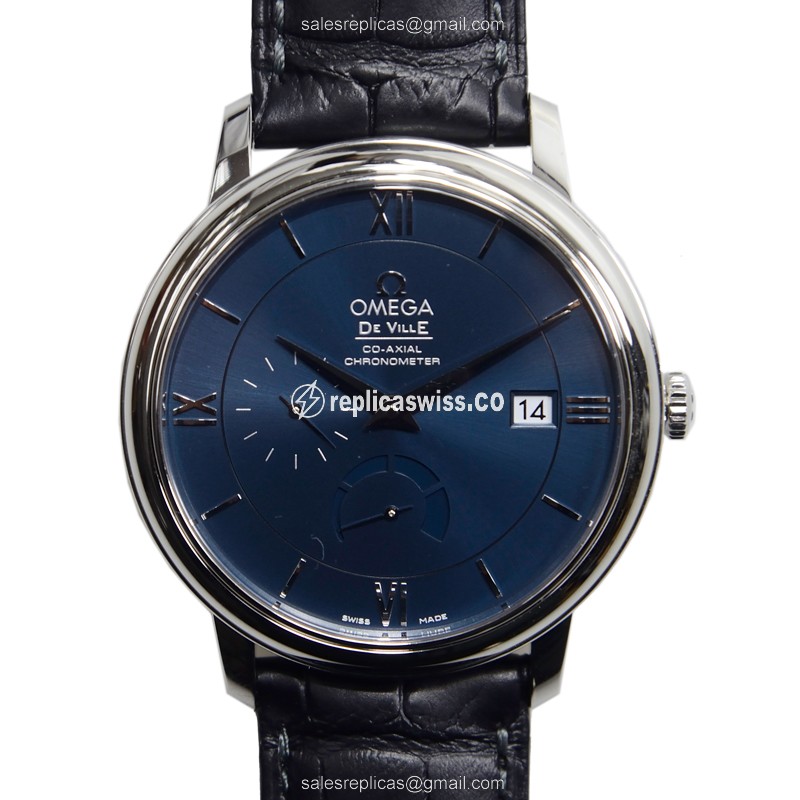 Omega De Ville Automatic Steel Case Blue Dial | Alligator Leather Strap Sapphire Crystal Watch