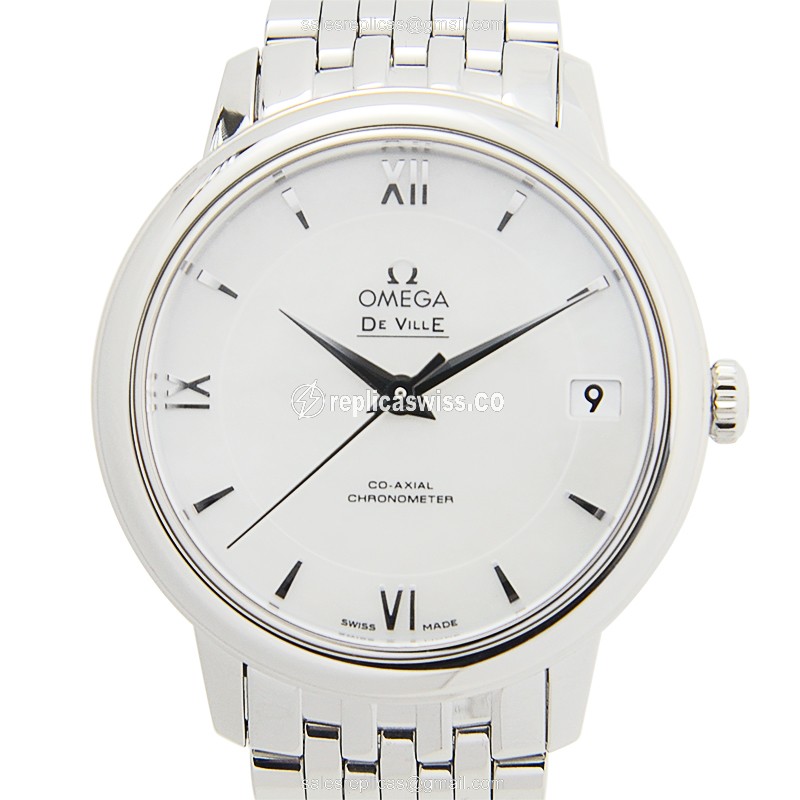 Omega De Ville Automatic Steel Case, White Dial, Silver Steel Strap Watch