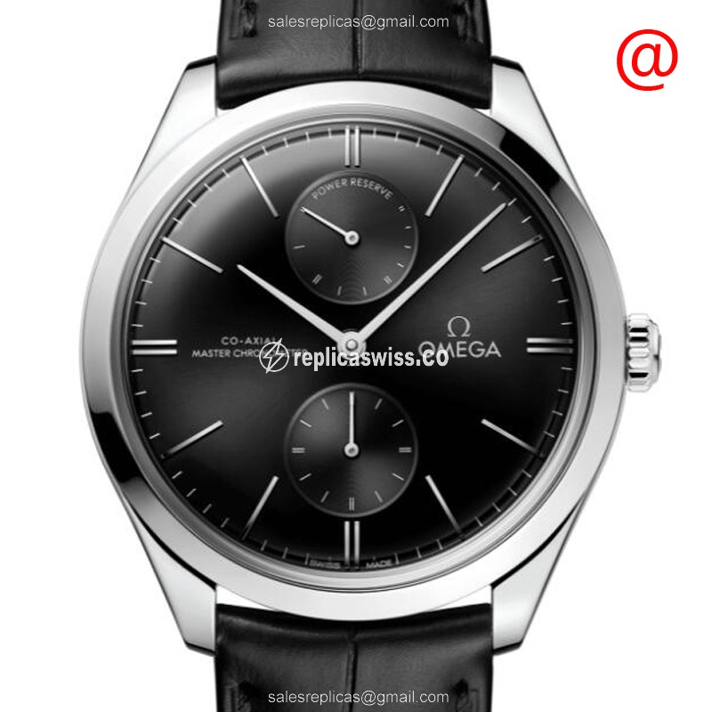 Omega DE VILLE Manual Wind Replica in Stainless Steel | Black Dial & Alligator Strap Watch