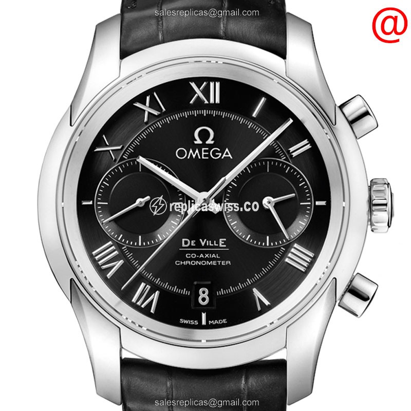 Omega De Ville Replica Automatic | Black Dial, Leather Strap Watch
