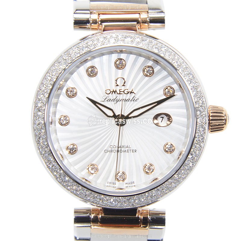 Omega De Ville Replica | Automatic Movement, 18kt Rose Gold Case, White Dial Watch