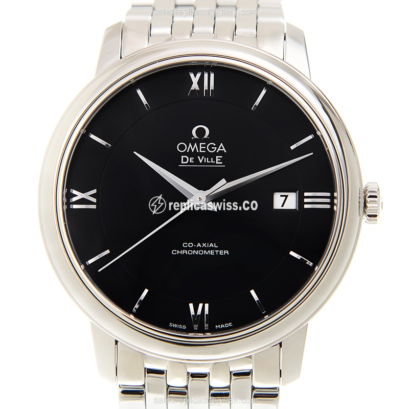 Omega De Ville Replica in Black Dial & Stainless Steel Case, Automatic Movement Watch