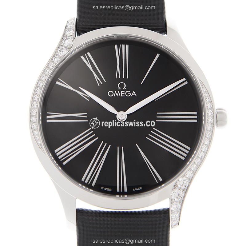 Omega De Ville Replica in Black Dial & Stainless Steel Case, Quartz Movement Watch