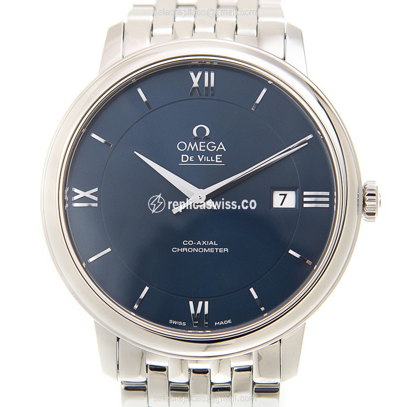 Omega De Ville Replica in Stainless Steel, Automatic Movement Blue Dial Watch