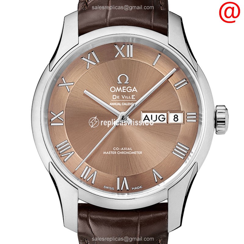 Omega De Ville Replica Watch | Automatic Movement, Brown Dial & Leather Strap