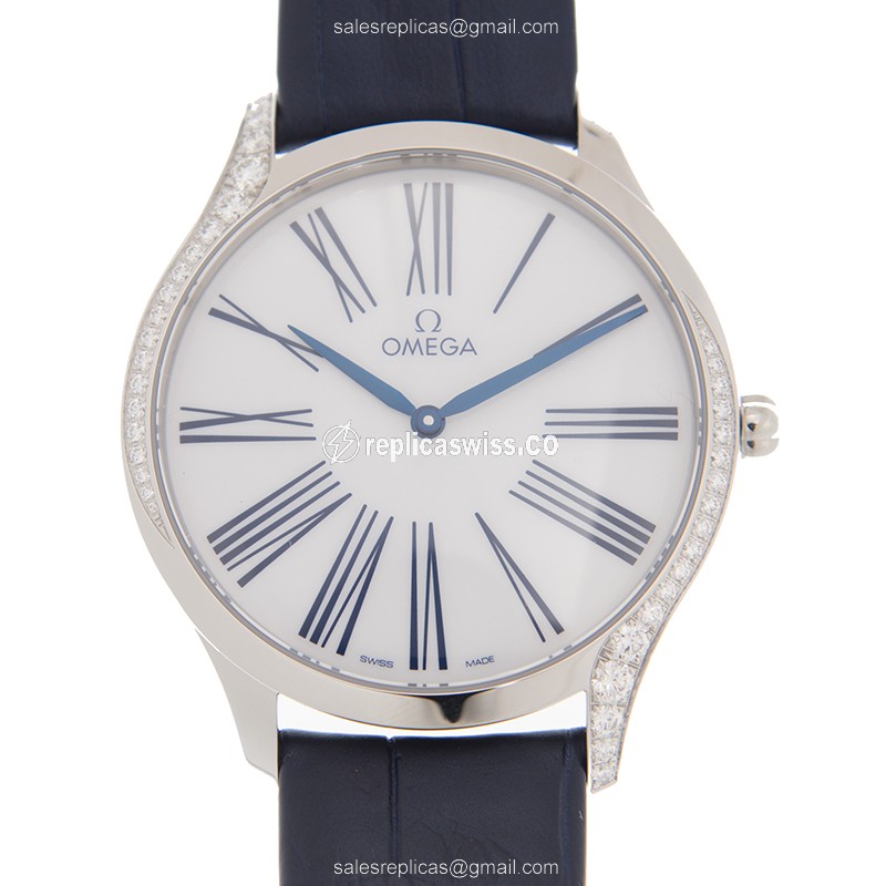 Omega De Ville Replica with White Dial & Stainless Steel Case, Quartz Movement Watch