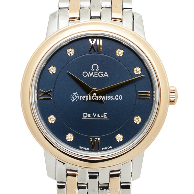 Omega Les Classiques 424.20.27.60.53.001 Replica | Blue Dial, 18kt Gold & Steel Case Watch