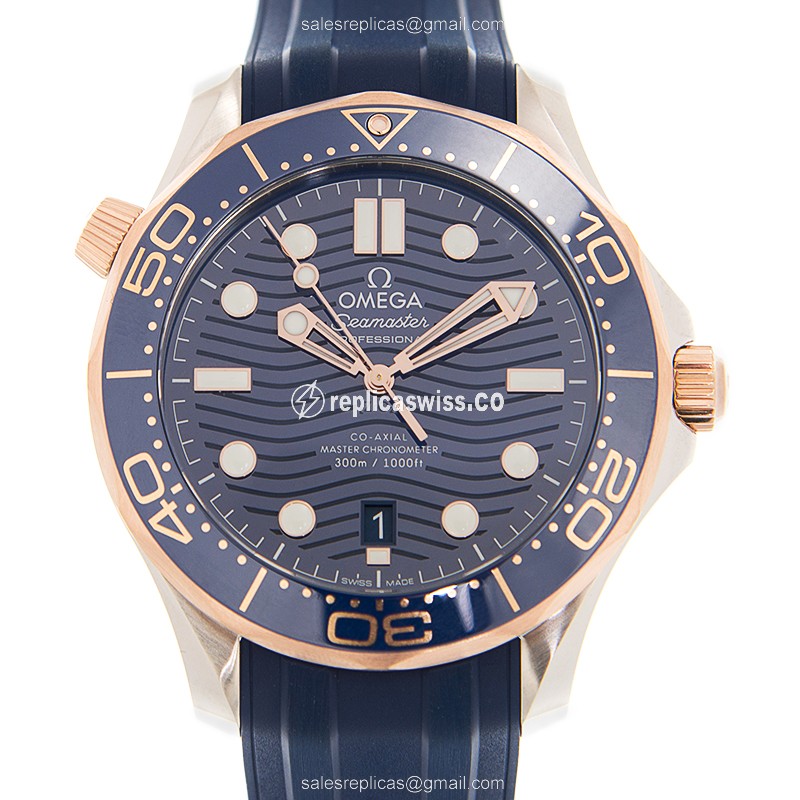 Omega Seamaster 210.22.42.20.03.002 Replica | Automatic Movement | Blue Dial & 18kt Rose Gold Case