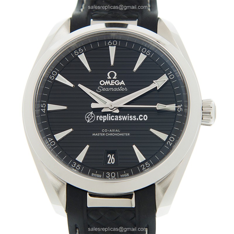 Omega Seamaster 220.12.41.21.01.001 Replica, Automatic Movement, Black Dial & Leather Strap Watch