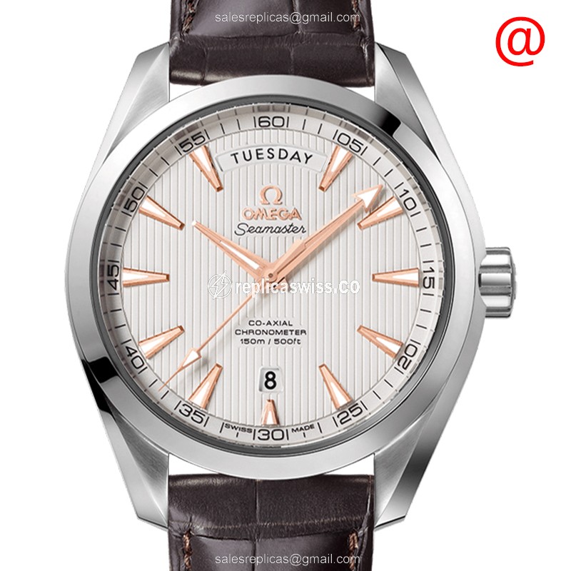 Omega Seamaster 231.13.42.22.02.001 Replica, Automatic Movement, Silver Dial, Leather Strap Watch