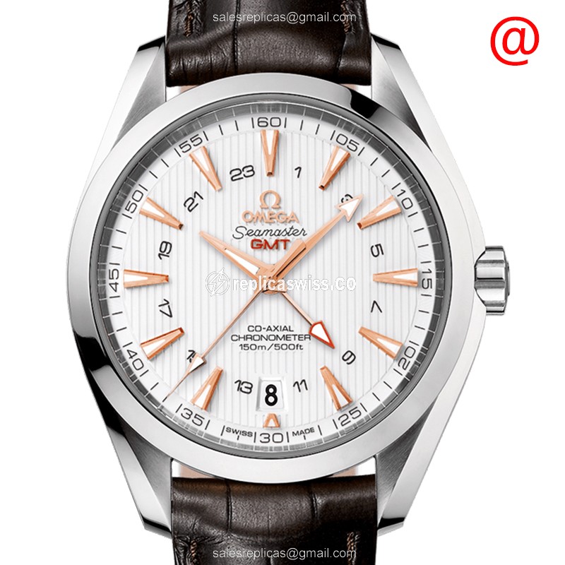Omega Seamaster 231.13.43.22.02.004 Replica, Automatic Movement, Silver Dial & Brown Alligator