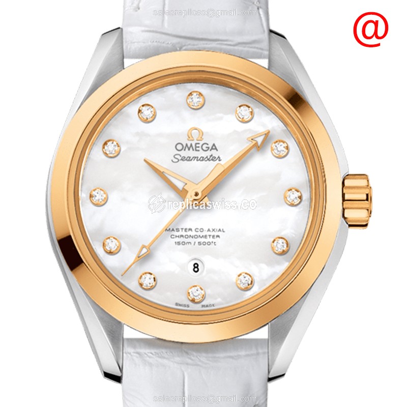Omega Seamaster 231.23.34.20.55.002 Replica, Automatic White Dial on White Alligator strap Watch