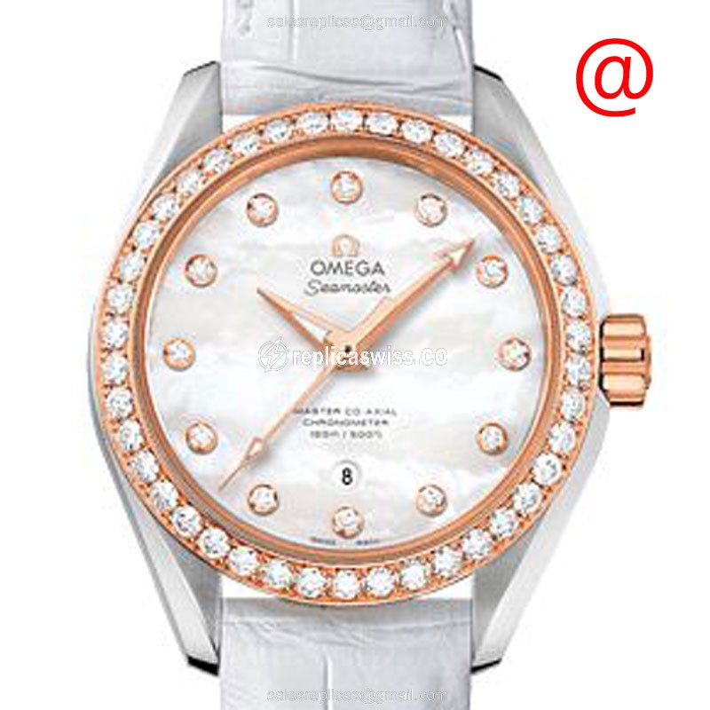 Omega Seamaster 231.28.34.20.55.003 Replica in 18kt Rose Gold, Automatic Movement, White Dial &