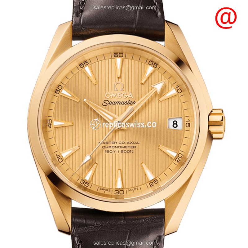 Omega Seamaster 231.53.39.21.08.001 Replica | Automatic Movement | 18kt Gold Case & Brown Leather
