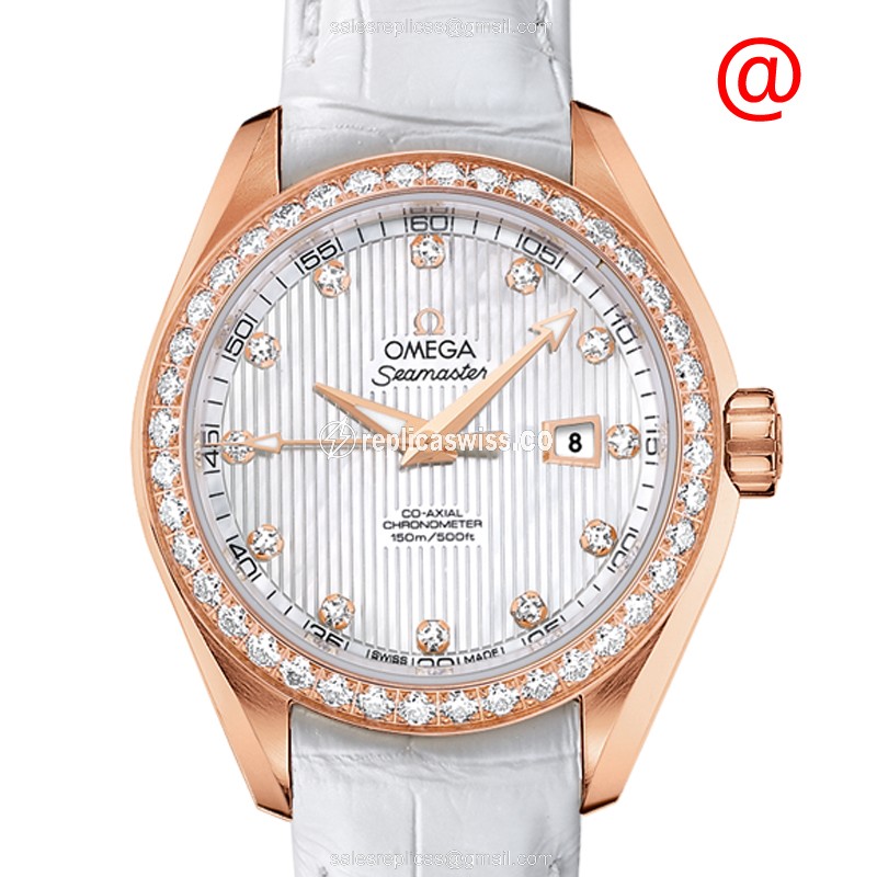 Omega Seamaster 231.58.34.20.55.002: Auto Movement, White Dial, 18kt Rose Gold & Diamond Bezel Watch
