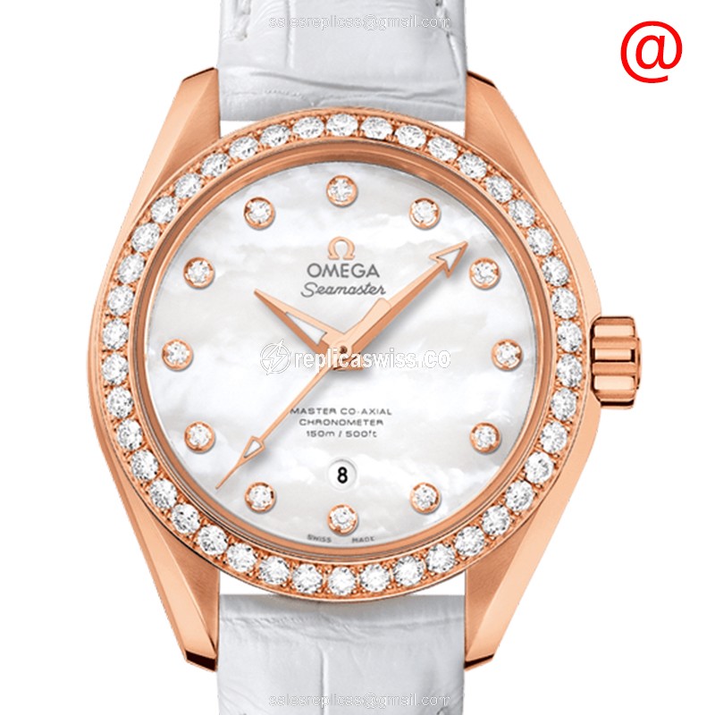 Omega Seamaster 231.58.34.20.55.003 Replica | Automatic Movement, 18kt Rose Gold & White Leather