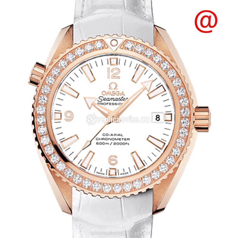 Omega Seamaster 232.58.42.21.04.001 Replica in 18kt Rose Gold, Automatic, White Dial & Diamond