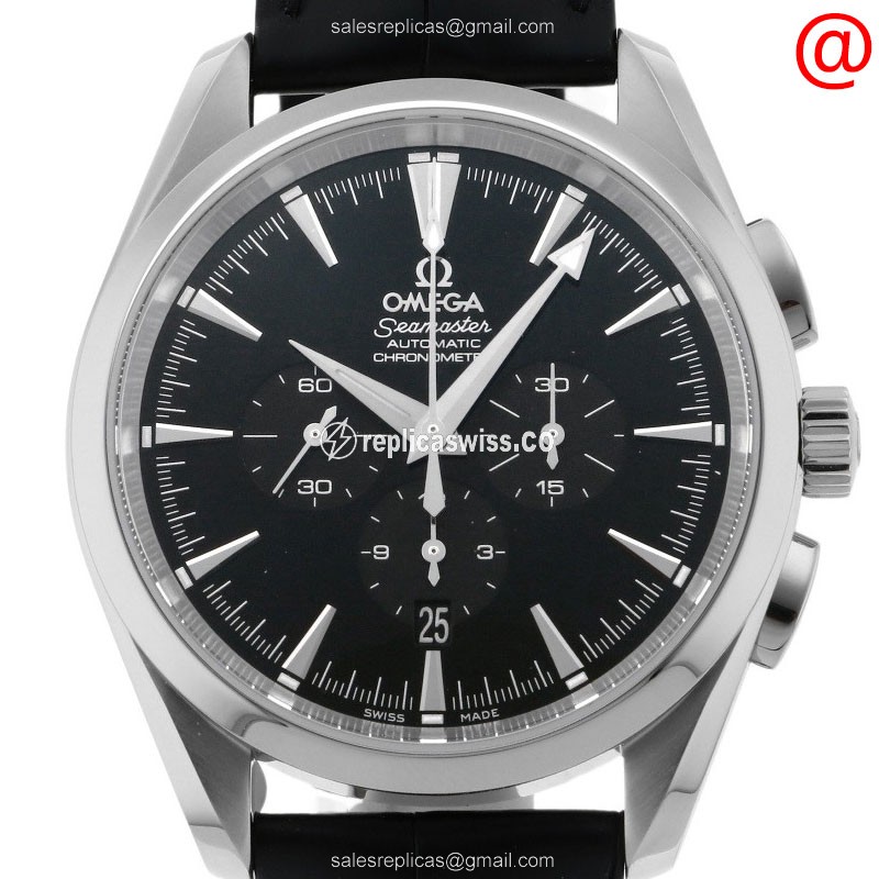 Omega Seamaster 2812.50.31 Replica | Automatic Movement | Black Dial & Alligator Strap Watch