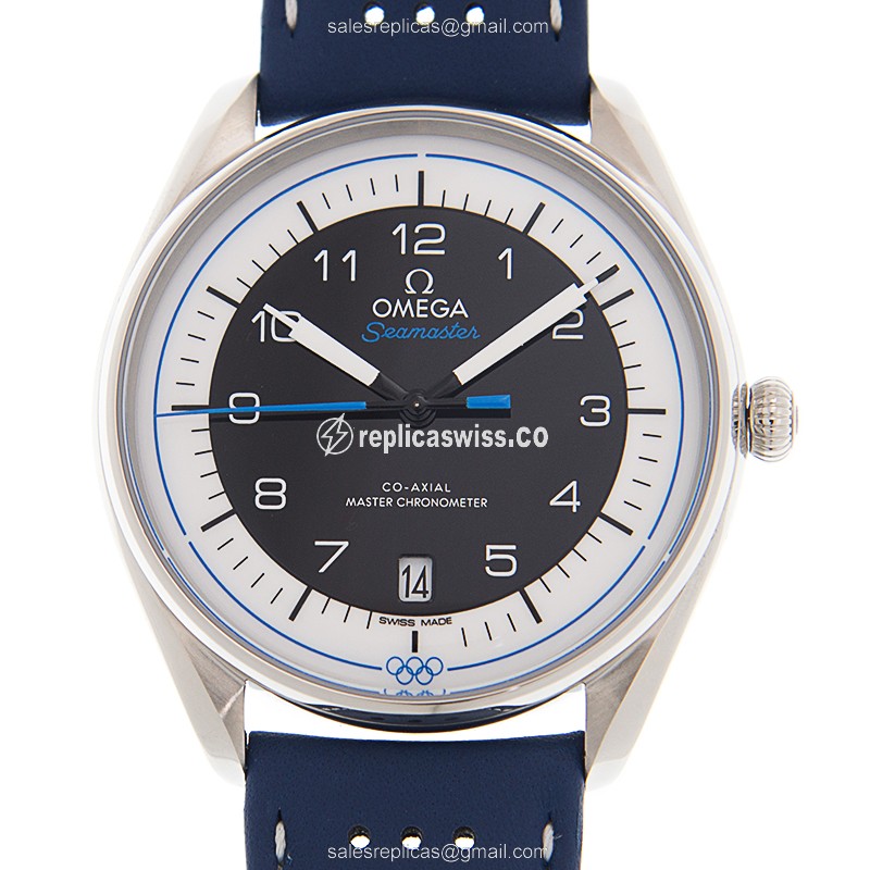 Omega Seamaster 522.32.40.20.01.001 Replica | Automatic Movement, Black Dial & Leather Strap Watch