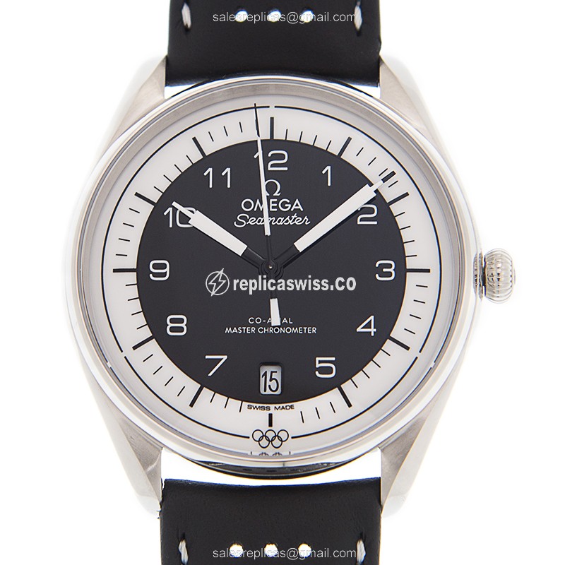 Omega Seamaster 522.32.40.20.01.003 Automatic Black Dial Watch | Stainless Steel Case, Leather Strap