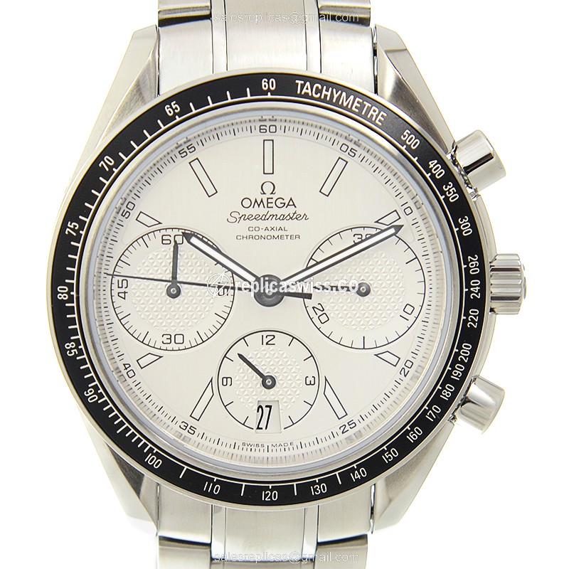 Omega Speedmaster Automatic Replica in Stainless Steel Case with White Dial Silver Strap Watch