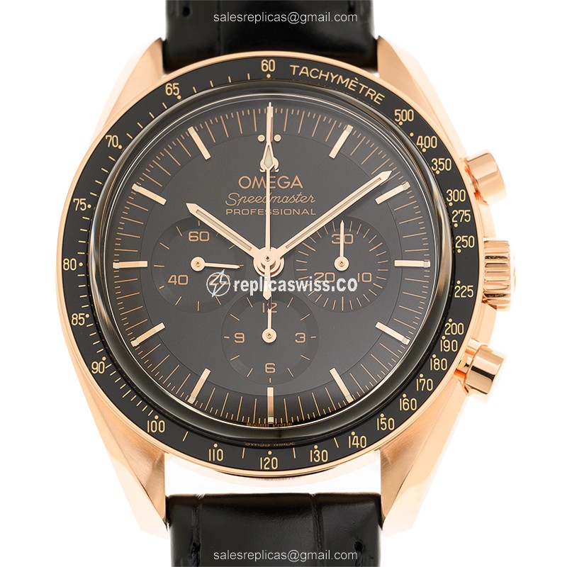 Omega Speedmaster Replica in 18kt Gold Case, Automatic Movement, Black Dial Watch