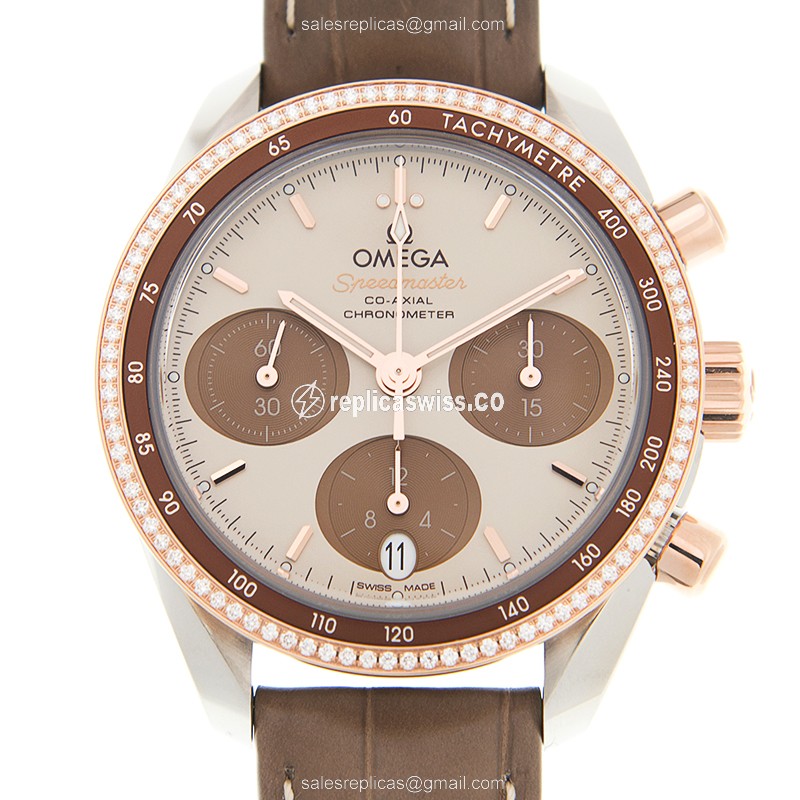 Omega Speedmaster Replica in 18kt Rose Gold with Automatic Movement Brown Dial Watch